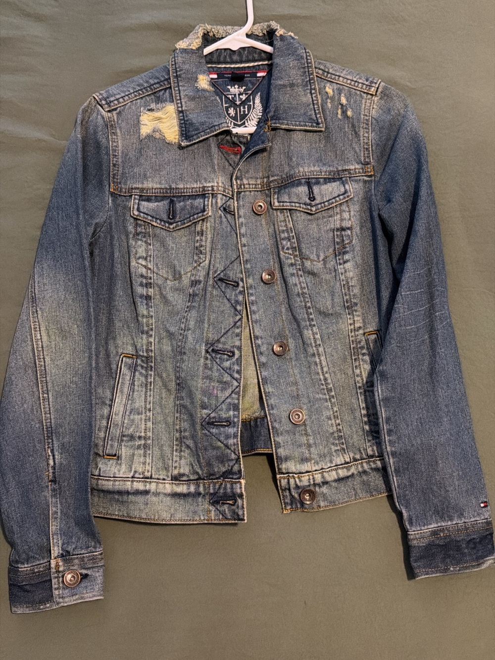 Tommy Hilfiger Blue Distressed Denim Trucker Jacket